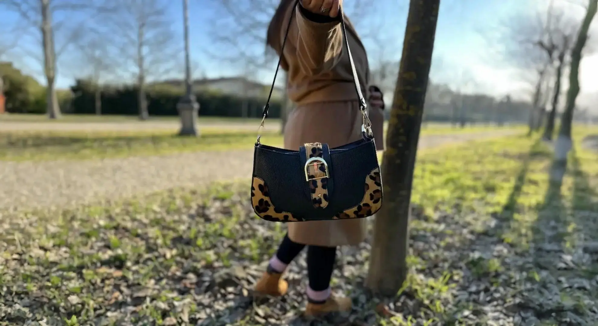 Borsa a spalla leopardato grande